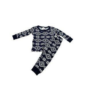 Hanna Andersson Organic Cotton Snowflake Pajama Set 18-24 Months Navy & White